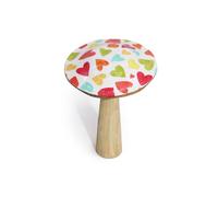 KDMD Large Wooden Mushroom with Pastel Hearts - Playful Home Decor KDMD Multicolor