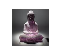 Lavender Crackle Meditation Buddha Lamp With Oval Stand