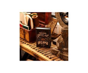 KDMD Leather Printed Notebook - Never Give Up On Your Dreams, 17.8x12.7cm in Black | Size: 17.8x12.7 cm KDMD Black 17.8x12.7 cm