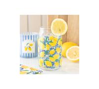 KDMD Lemon Print Can Glass - 500ml Summer Drinkware & Gift in Yellow KDMD Yellow