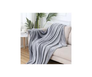 KDMD Light Grey Fleece Throw Blanket 59x78.7 Inch Sofa Bed Warm KDMD Light Grey