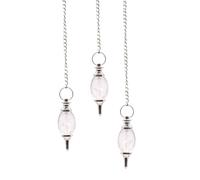 KDMD Lingam Shaped Gemstone Pendulum - Rock Quartz in White KDMD White