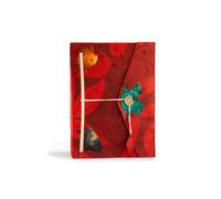 KDMD Lokta Ruby Floral Notebook Large 21x15cm 45 Leaves Bookmark in Red | Size: 21x15 cm KDMD Red 21x15 cm