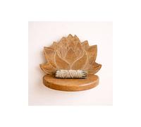 KDMD Lotus Mango Wood Wall Shelf Whitewash Carved Display Shelf in Brown KDMD Brown