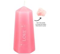 KDMD Love Crystal Candle with Rough Rose Quartz in Pink KDMD Pink