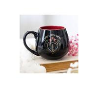 KDMD Love Lives Here Folk Heart Mug - 500ml Ceramic Coffee & Tea Cup in Black KDMD Black