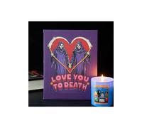 KDMD Love You To Death Canvas Plaque - Gothic Relationship Gift 19x25cm in Blue | Size: 19x25 cm KDMD Blue 19x25 cm