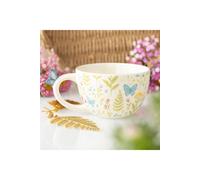 KDMD Luna Bloom Floral Print Mug with Butterfly in White KDMD White