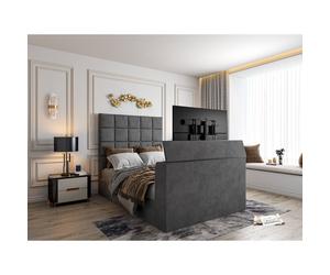 KDMD Luther Upholstered Grey TV Bed Frame | Size: Double KDMD Grey Double