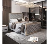 Maddison Upholstered Soft Velvet Metal Grey Bed Frame