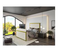 KDMD Madrid Upholstered Electric Media Gold & Cream White TV Bed Frame | Size: Single KDMD Gold Single