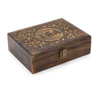 KDMD Mango Carved Tea Box - ( 12 compartments) in Brown KDMD Brown