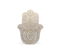 KDMD Mango Wood Hamsa Wall Plaque - Whitewashed Rustic Decor in Brown KDMD Brown