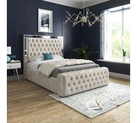 Marino Mirror Upholstered Soft Velvet Cream Bed Frame