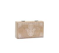 KDMD Med Square Box 17x10x4.2cm with Hamsa Motif - Whitewash Storage in Brown | Size: 17x10x4.2 cm KDMD Brown 17x10x4.2 cm