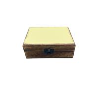 KDMD Medium Ceramic & Wood Storage Box - Modern Concrete-Style Design in Yellow KDMD Yellow