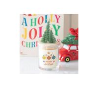 KDMD Merry & Bright Bauble Cinnamon & Spice Glass Candle with Tree in White KDMD White