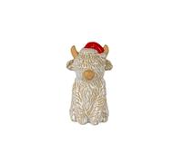 KDMD Merry Moo Ceramic Cow Ornament - Novelty Farmyard Christmas Decoration in White KDMD White