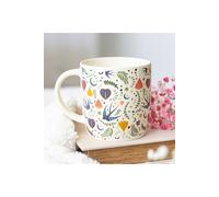KDMD Midnight Bloom Floral Ceramic Mug - 350ml, Microwave & Dishwasher Safe in Cream KDMD Cream
