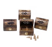 KDMD Mini Incense Cone Smoke Box - Mango Wood in Brown KDMD Brown