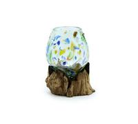 KDMD Molten Coloured Glass & Wood Bowl - Handcrafted Decorative Piece KDMD Multicolor