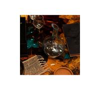 KDMD Molten Glass Mini Decanter on Reclaimed Wood - Handcrafted 20cm in Clear KDMD Clear