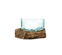 KDMD Molten Glass Tank on Wood Stand Medium Decorative Display in Turquoise KDMD Turquoise