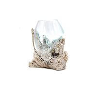 KDMD Molten Glass & Whitewash Wood Medium Bowl - Handcrafted Decor in Turquoise KDMD Turquoise