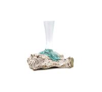 KDMD Molten Glass & Whitewash Wood Vase - Medium, Hand-Blown Decor in Turquoise KDMD Turquoise