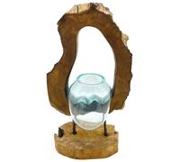 KDMD Molton Glass Hanging Art Vase on Wood in Brown KDMD Brown