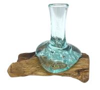 KDMD Molton Glass Small Flower Vase on Wood in Brown KDMD Brown
