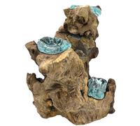 KDMD Molton Glass Triple Candle Holder on Wood in Brown KDMD Brown