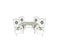 KDMD Mosaic Design Cream & Natural Rectangular Table & Chairs Set KDMD Cream