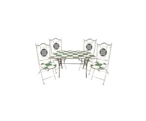 KDMD Mosaic Design Cream & Natural Rectangular Table & Chairs Set KDMD Cream