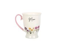 KDMD Mum Wildflower Pedestal Mug in White KDMD White