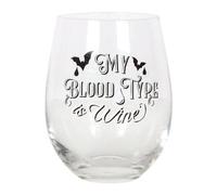 KDMD My Blood Type is Wine Stemless Wine Glass in White KDMD White