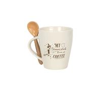 KDMD My Broomstick Runs on Coffee Mug & Spoon Set in White KDMD White