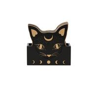 KDMD Mystic Mog Cat Face Coaster Set in Black KDMD Black