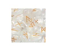 KDMD Mystical Rune Stone Set in Pouch 25 Crystal Runes for Divination in White KDMD White