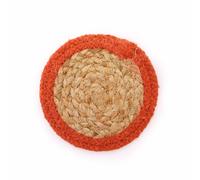 KDMD Natural Coaster - Jute & Cotton 10cm (set of 4) - Clay Boarder in Red KDMD Red