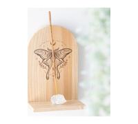 KDMD Natural Luna Moth Wooden Incense Holder Shelf in Brown KDMD Brown