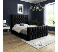 KDMD Novara Upholstered Soft Velvet Black Bed Frame | Size: Small Double KDMD Black Small Double