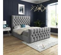 KDMD Novara Upholstered Soft Velvet Grey Bed Frame | Size: King KDMD Grey King