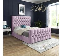 KDMD Novara Upholstered Soft Velvet Pink Bed Frame | Size: Single KDMD Pink Single