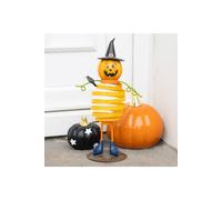 KDMD Orange Metal Pumpkin Man Ornament with Spring Body KDMD Orange