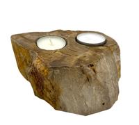 KDMD Petrified Wood Candle Holder - Double in Brown KDMD Brown