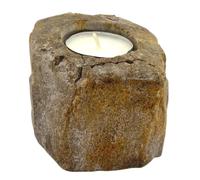 KDMD Petrified Wood Candle Holder - Single Low in Brown KDMD Brown