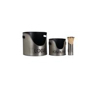 KDMD Pewter Finish Logs & Kindling Buckets & Matchstick Holder in Silver KDMD Silver