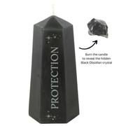 KDMD Protection Crystal Candle with Rough Black Obsidian KDMD Black