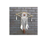 KDMD Protection Dream Catcher - Med Macrame Evil Eye White/ Grey/Brown in White KDMD White